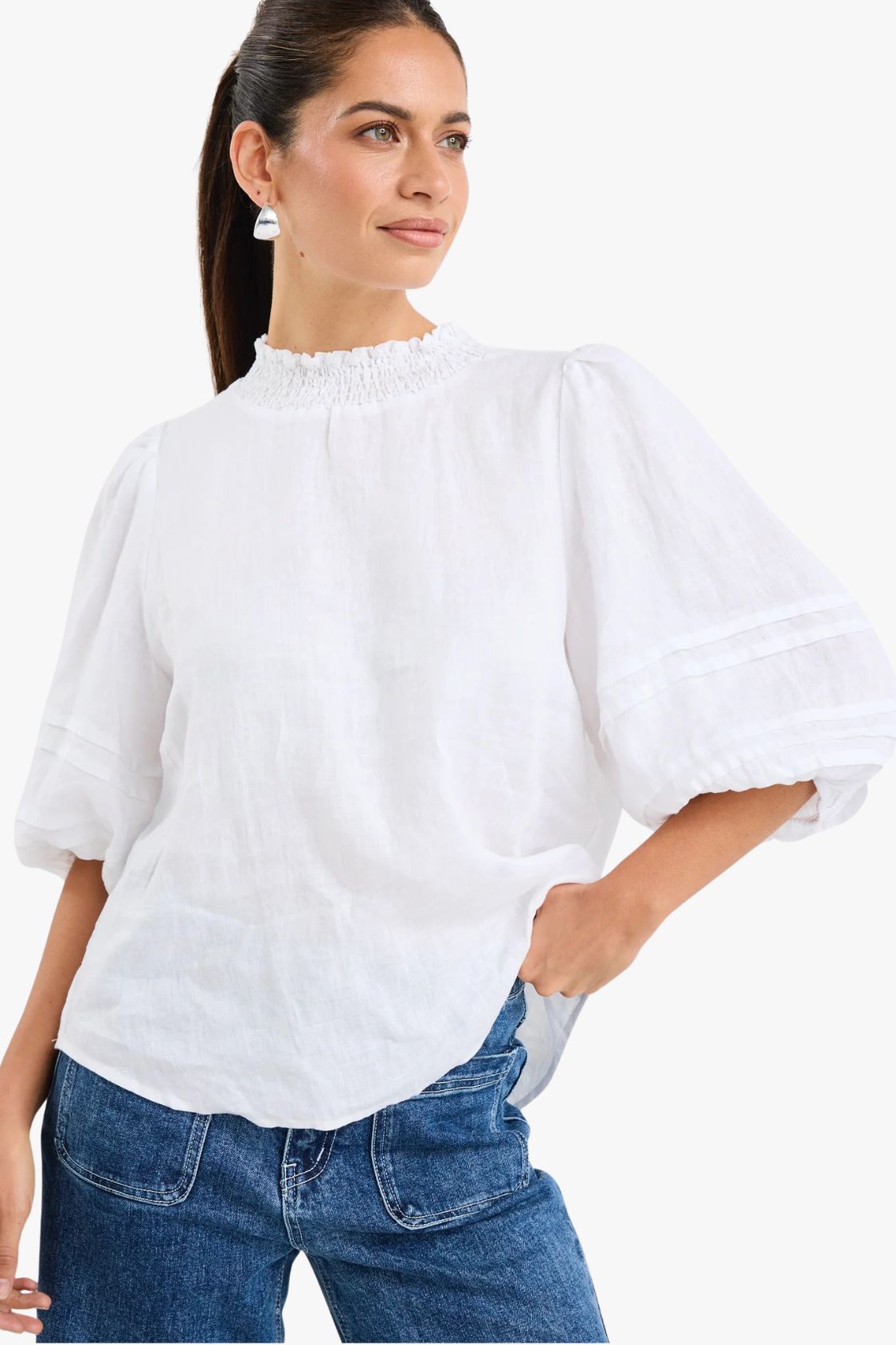 Ivy & Jack Polished Pleat Sleeve Top