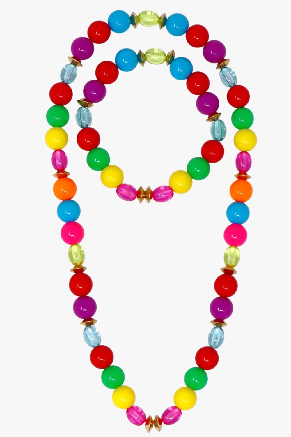 Pink Poppy Rainbow Beaded Necklace & Bracelet Set