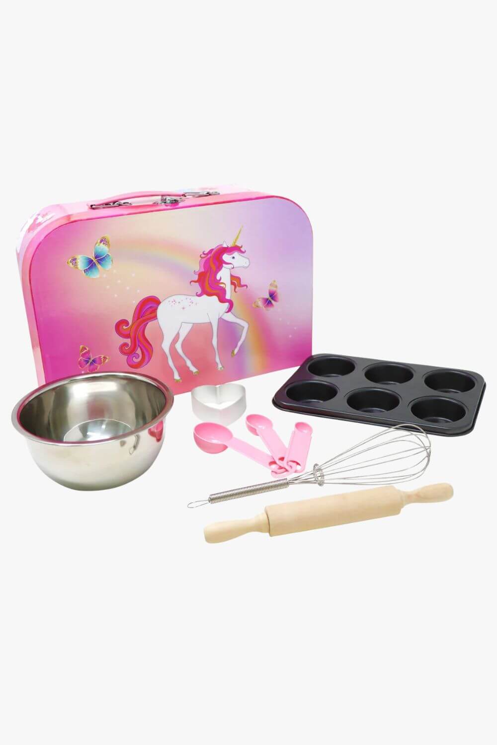 Pink Poppy Unicorn Butterfly 6 piece Kids Baking Set & Carry Case