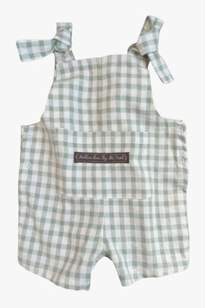 Arthur Ave Neutral Short Plaid Overalls