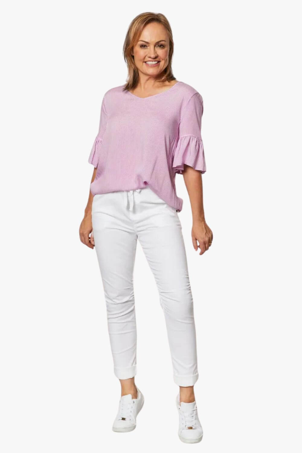 Threadz Stripe V Neck Top