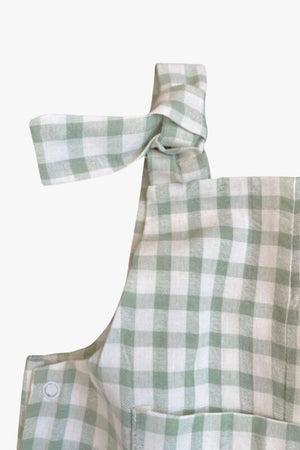 Arthur Ave Neutral Short Plaid Overalls