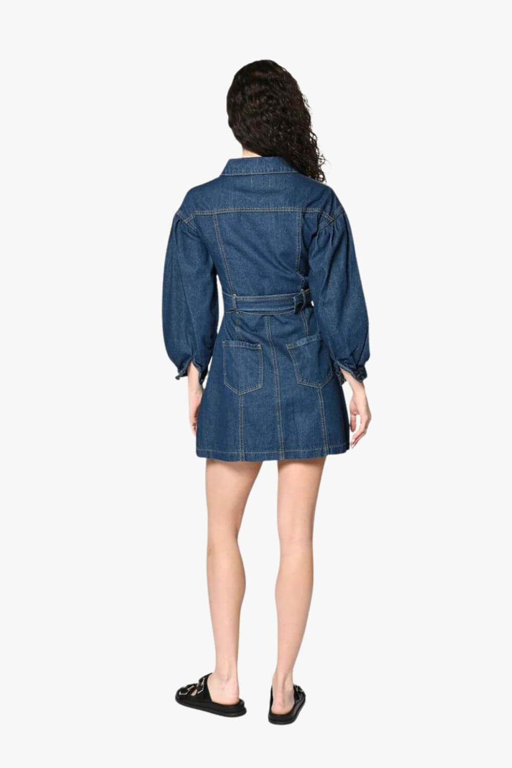 Ava Long Sleeve Belted Denim Mini Dress - Titley's Department Store Ava Long Sleeve Belted Denim Mini Dress - Titley's Department Store