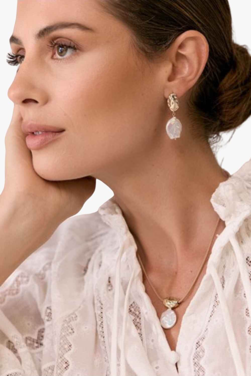 Adorne Metal Pod Pearl Earrings