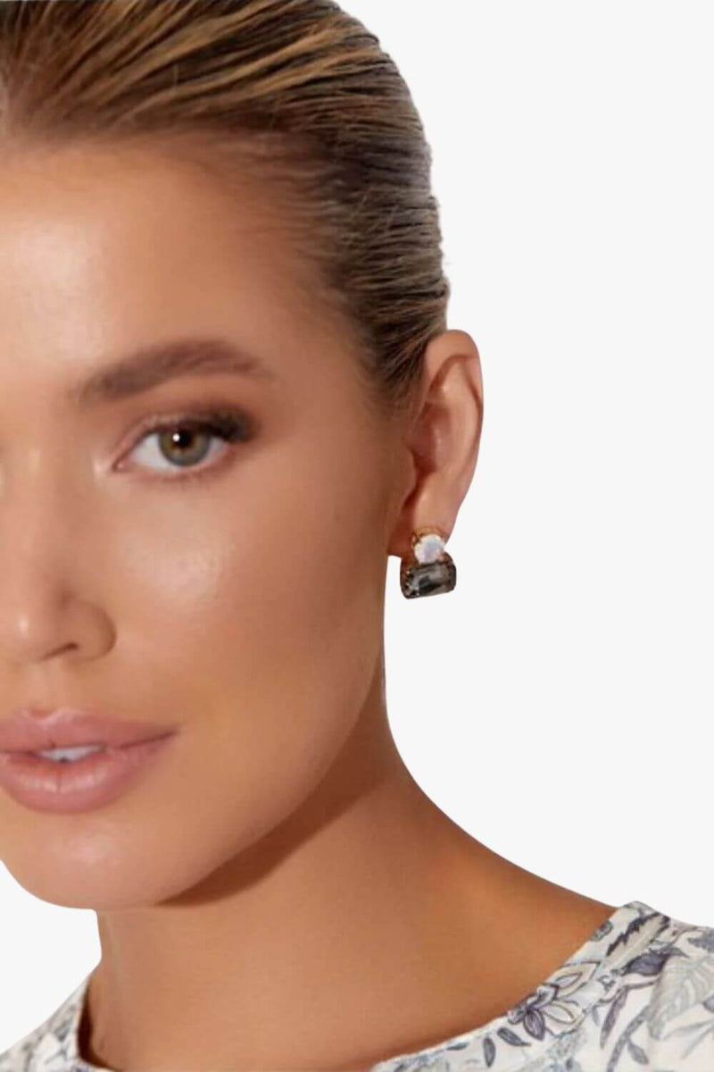 Adorne Two Tone Jewel Drop Earrings