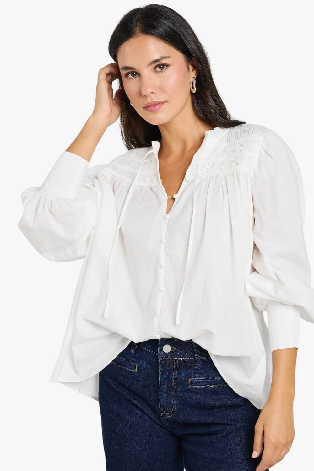 Ivy & Jack Creator Voile Pintuck Long Sleeve Blouse