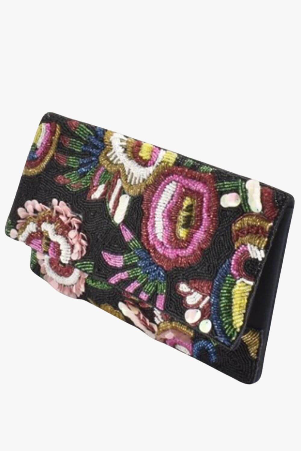 Adorne Rio Floral Beaded Statement Clutch
