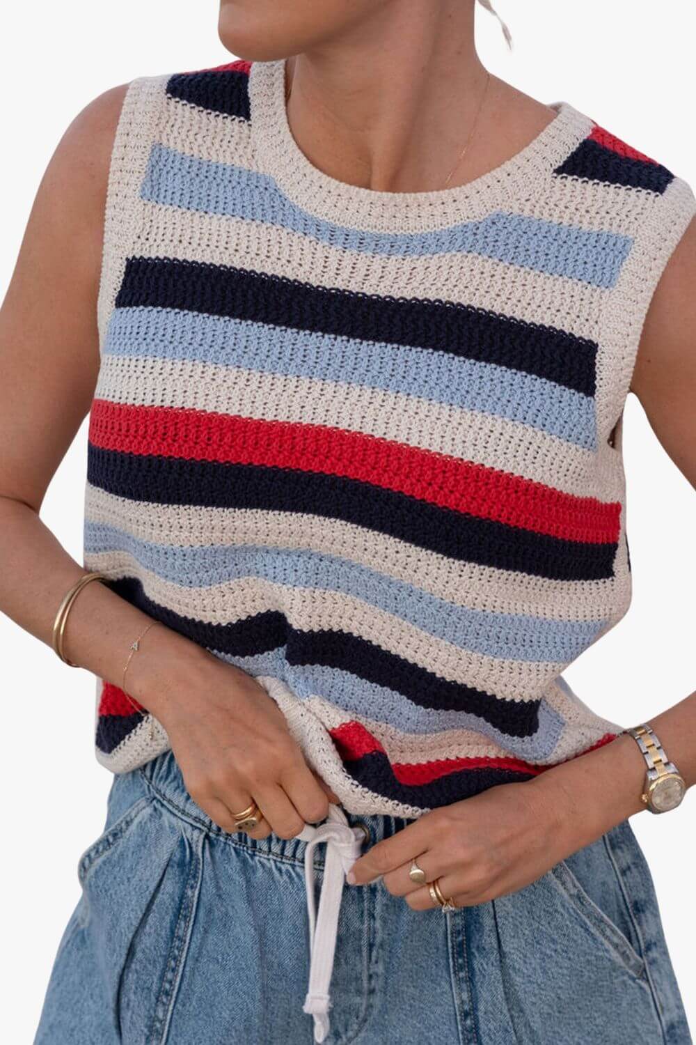 Ceres Life Textured Stripe Knit Tank
