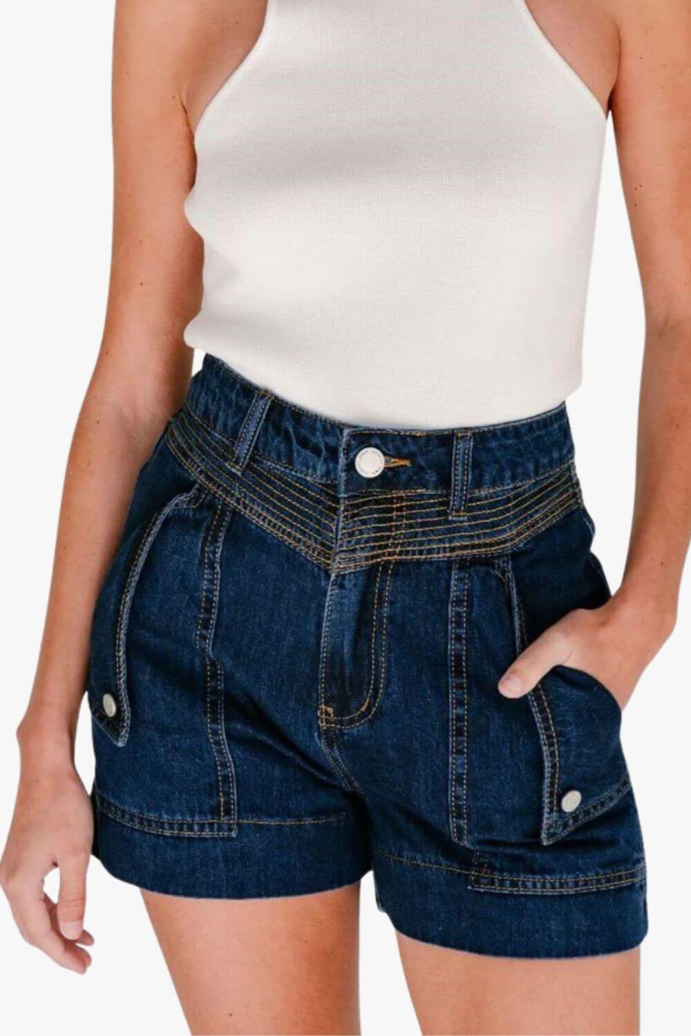 Leah Detailed Denim Short