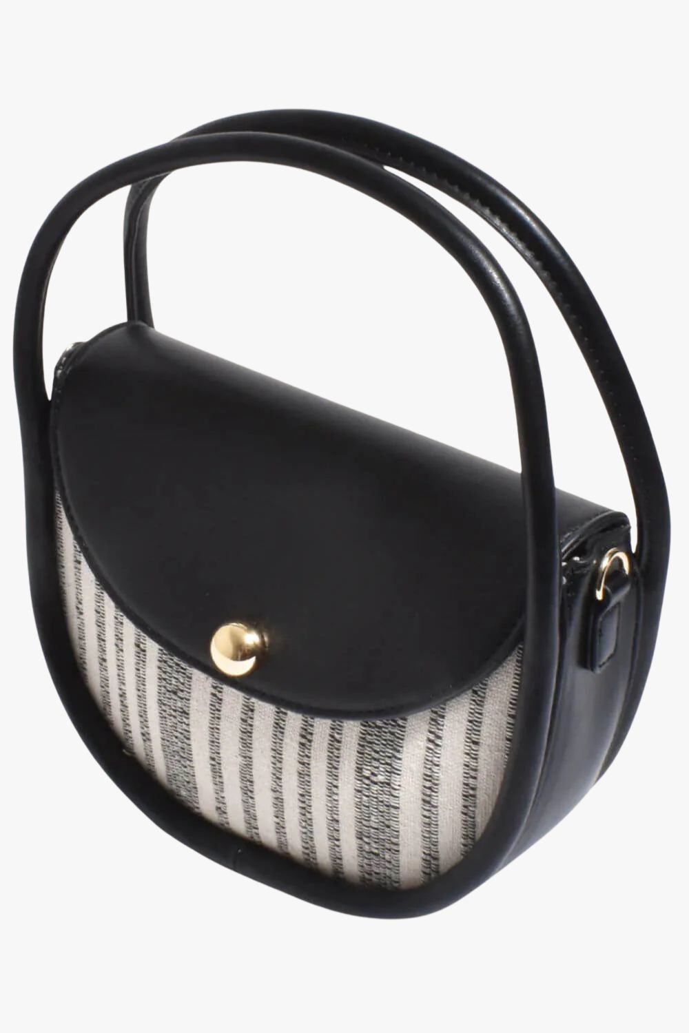 Adorne Violetta Stripe Rope Weave Circular Mini Bag
