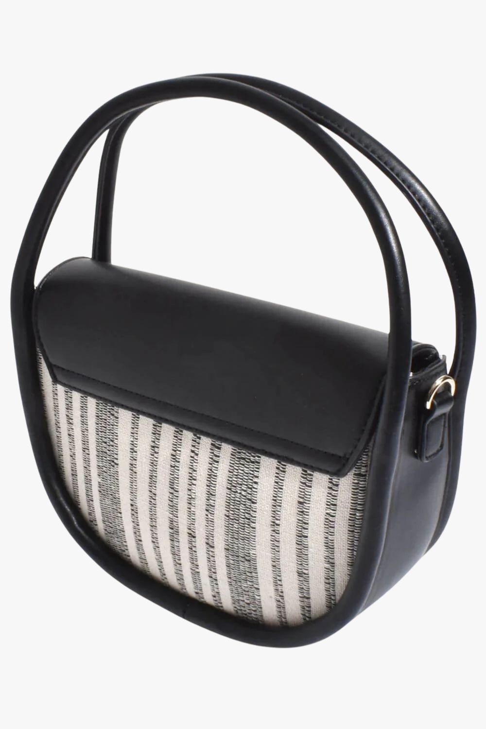 Adorne Violetta Stripe Rope Weave Circular Mini Bag