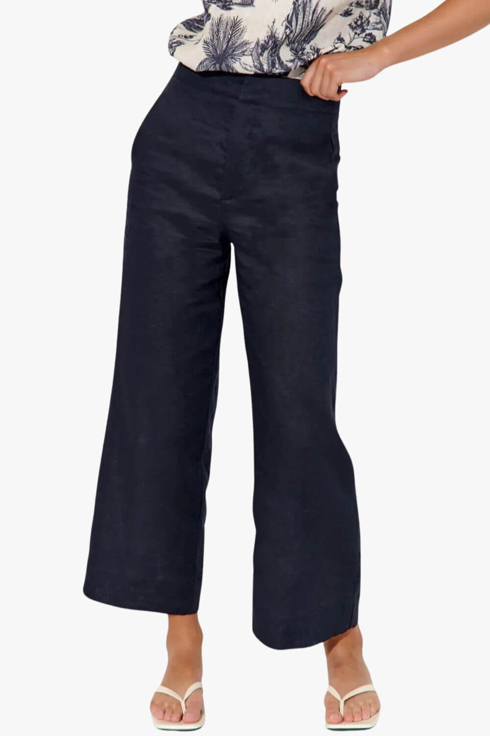 Adorne Nisha Cropped Linen Pant