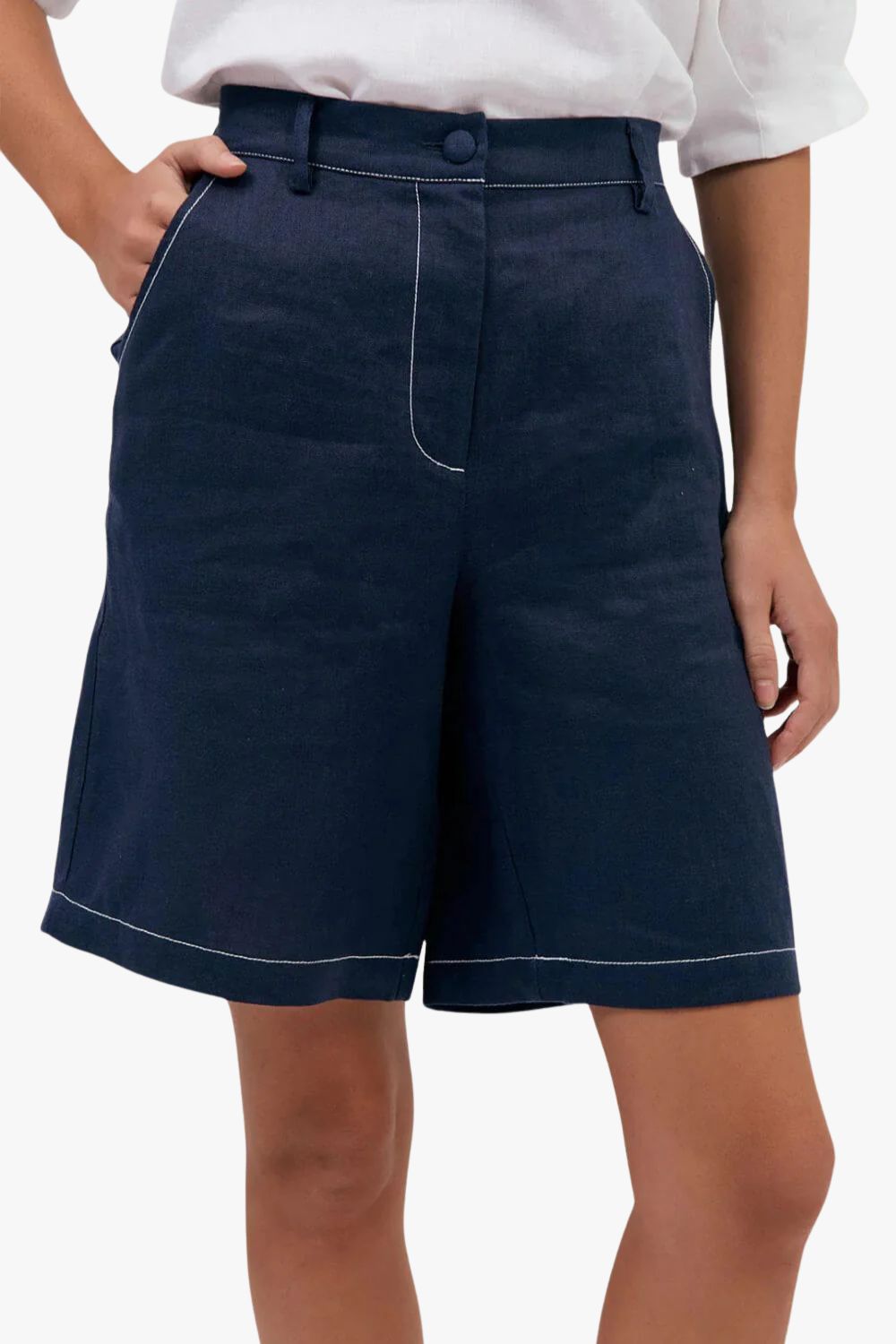 Adorne Heidi Contrast Stitch Bermuda Short