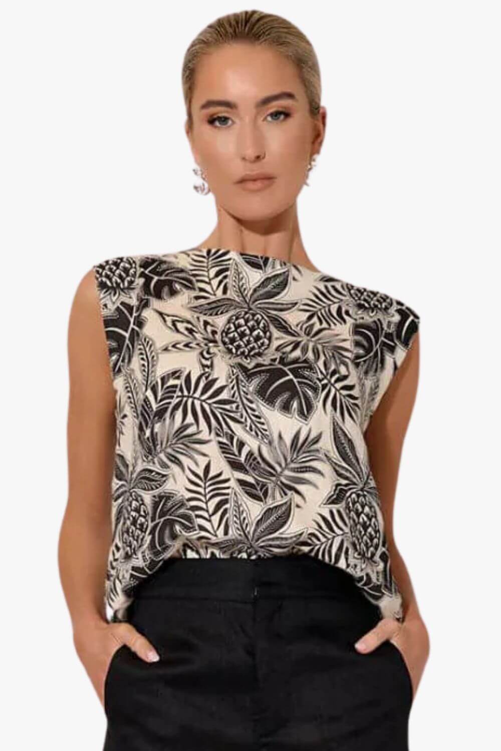 Adorne Kita Tropics Button Back Top