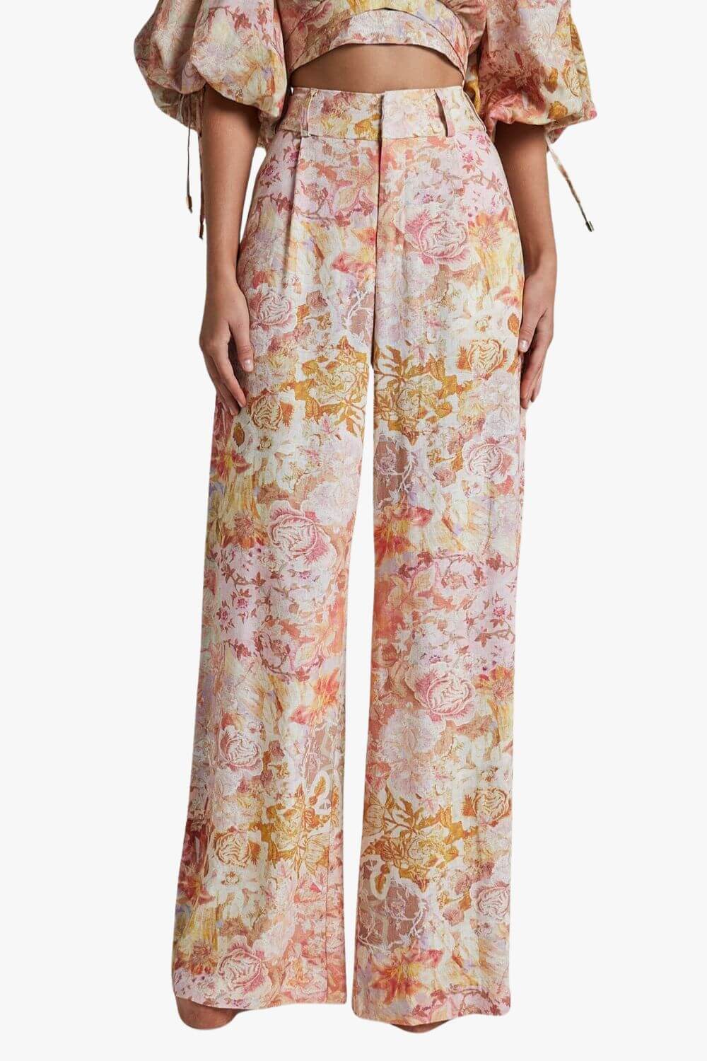 Amalie The Label Aldina Linen Blend High Waisted Belted Straight Leg Pants