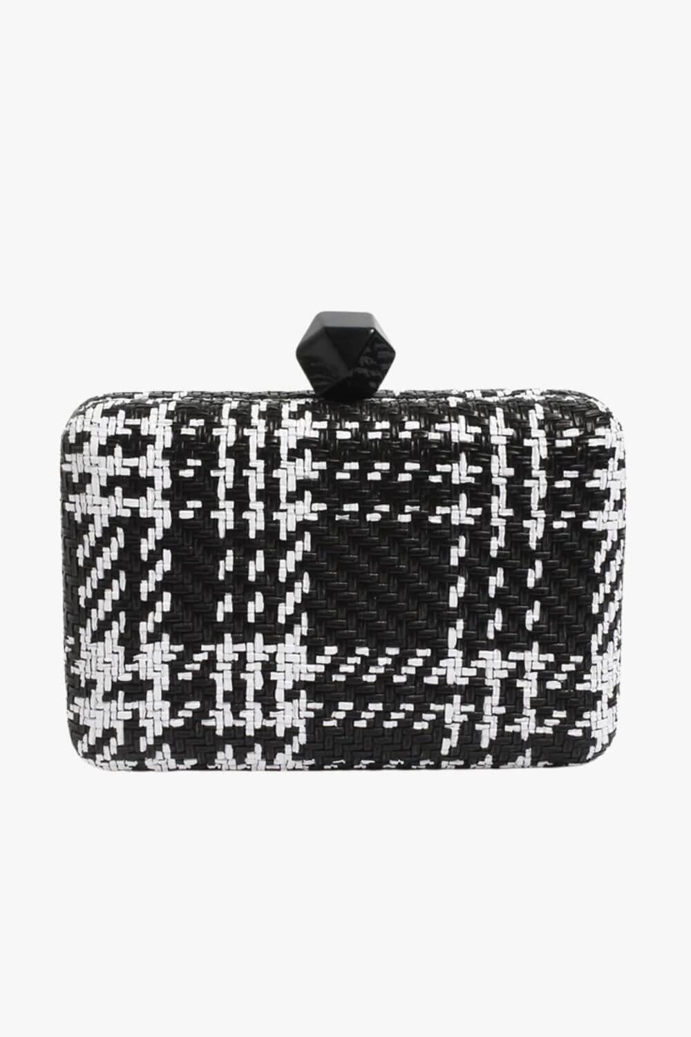 Adorne Janey Faux Weave Check Structured Clutch