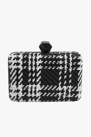 Adorne Janey Faux Weave Check Structured Clutch