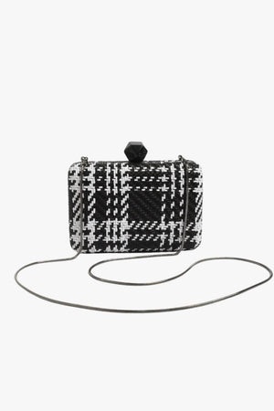 Adorne Janey Faux Weave Check Structured Clutch