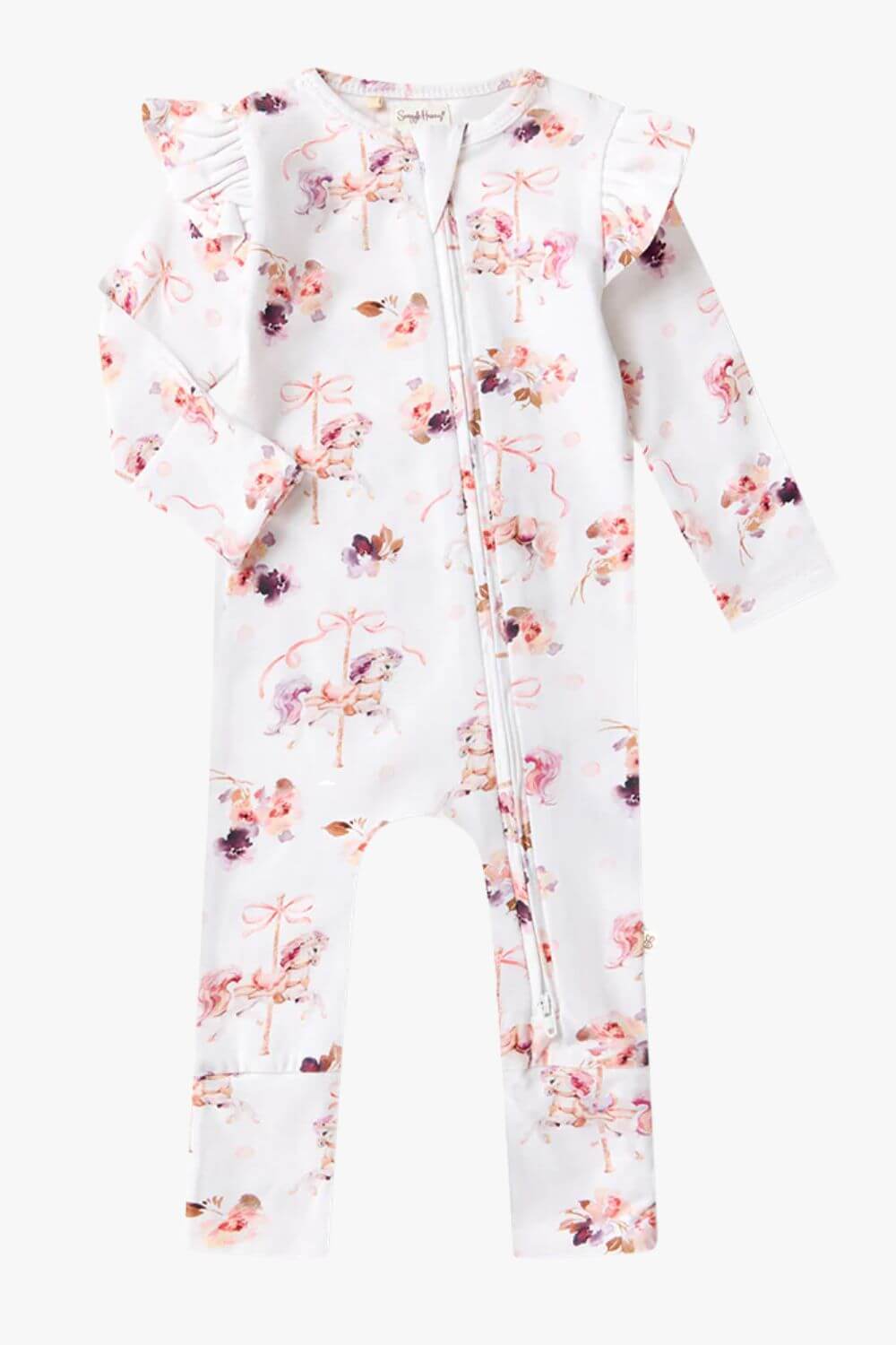 Snuggle Hunny Carousel Organic Snugglesuit Convertible Romper with Frill