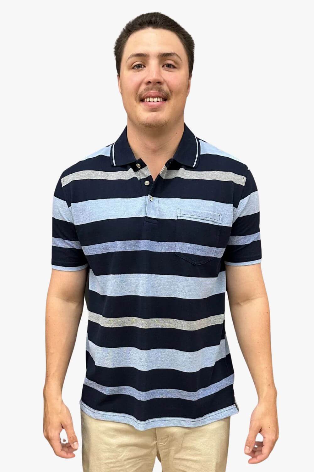Blue Horizon Pique Striped Polo