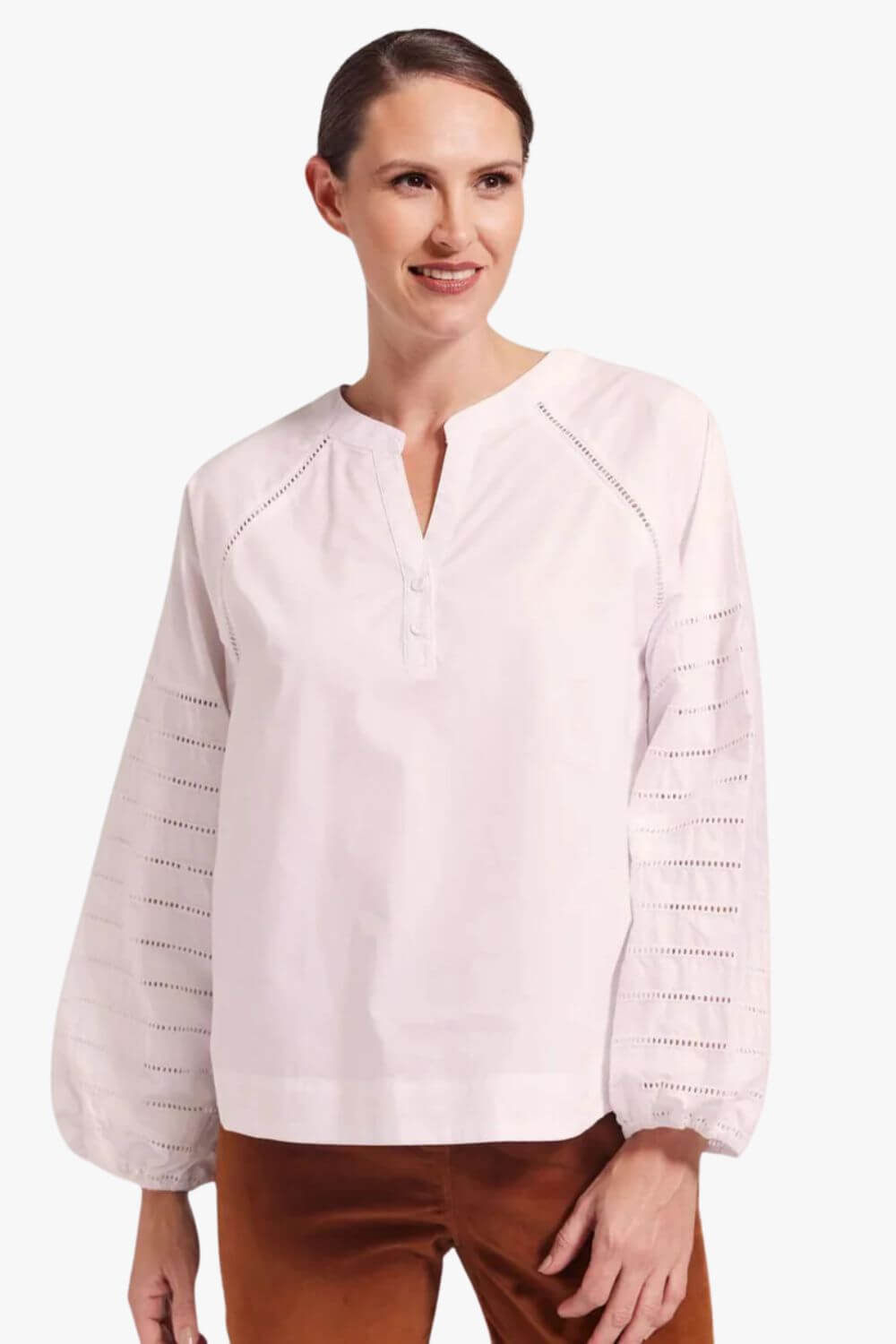 See Saw Cotton Broderie Sleeve Shirt