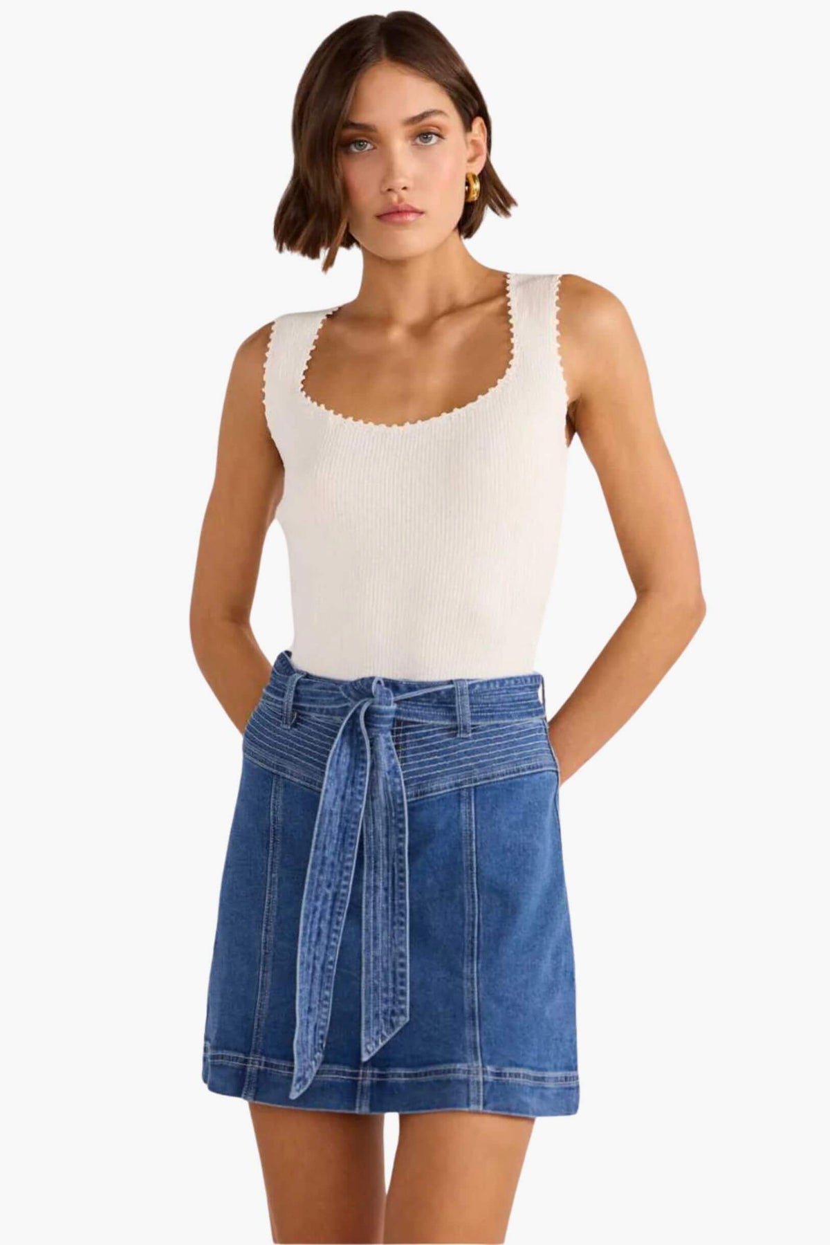 Mink Pink Ellis Denim Panel Mini Skirt