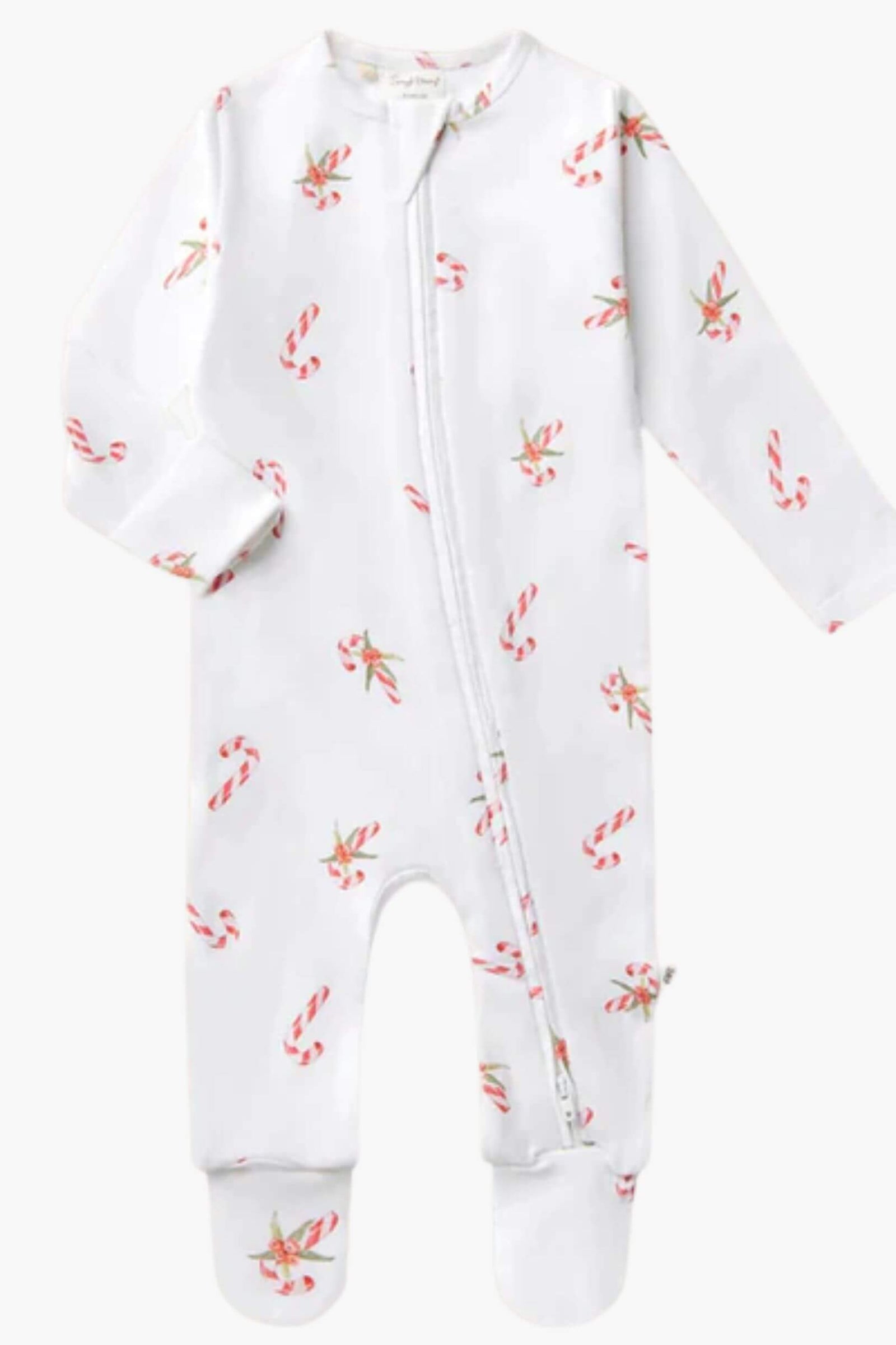 Snuggle Hunny Candy Cane Organic Snuggle Sleepsuit Zip Footie