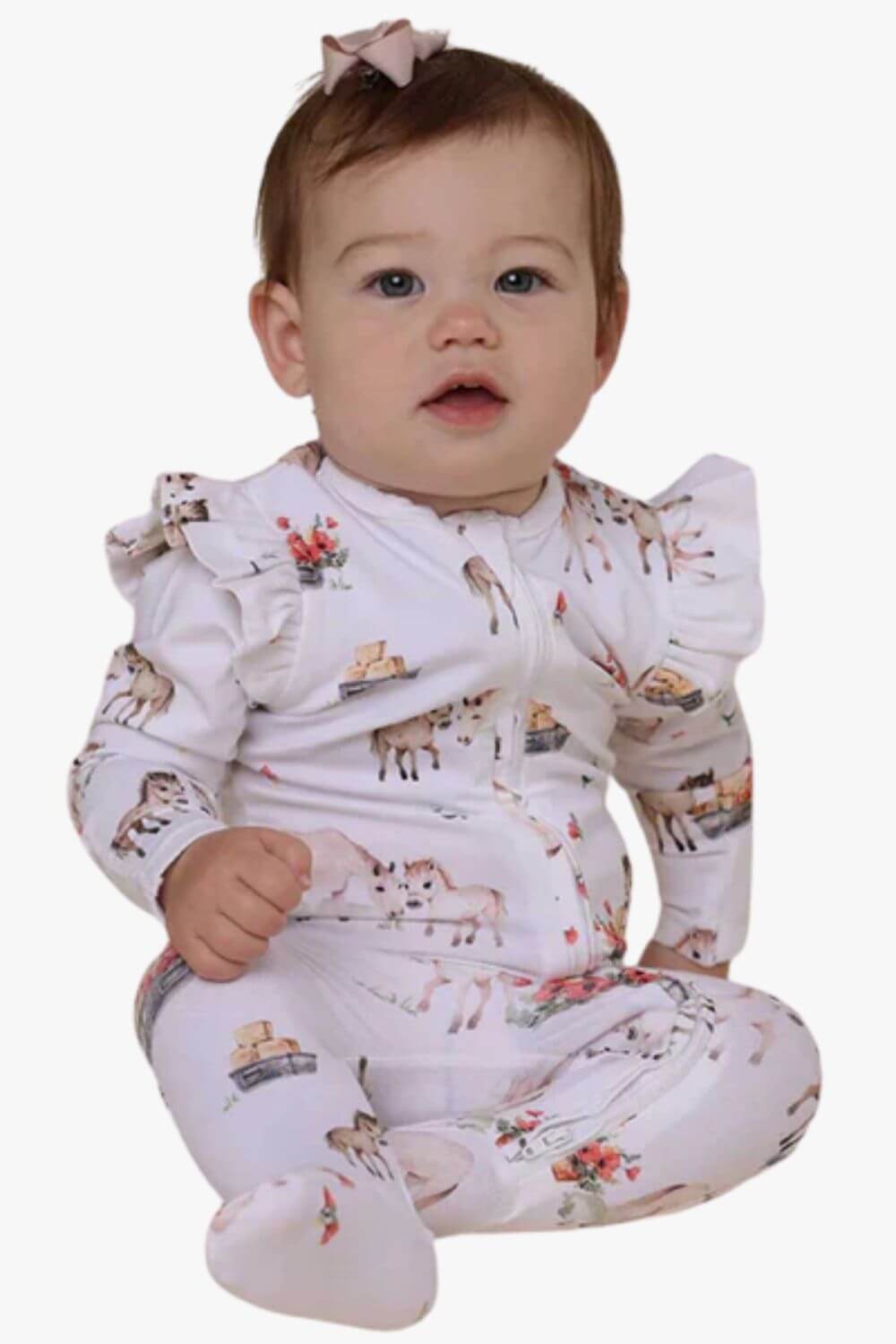 Snuggle Hunny Pony Pals Organic Snuggle Sleepsuit Zip Footie with Frill