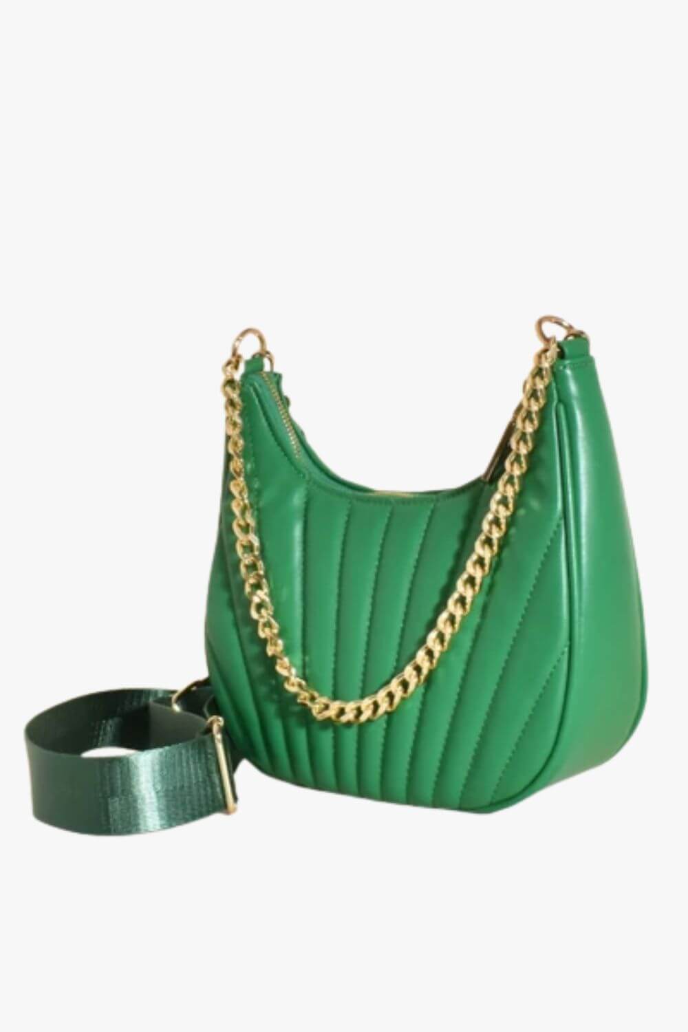 Adorne Olive Quilted Crescent Bag
