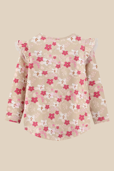 Cracked Soda Carley Floral Print Frill Top