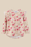 Cracked Soda Carley Floral Print Frill Top