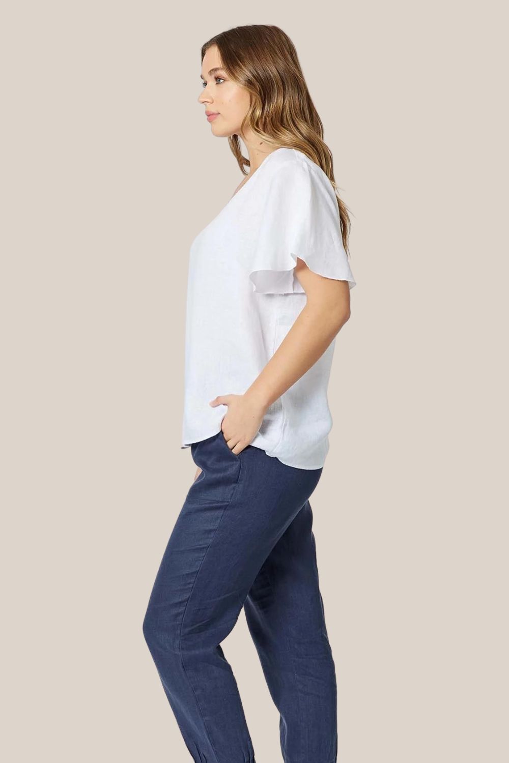 Gordon Smith V Neck Flute Sleeve Top