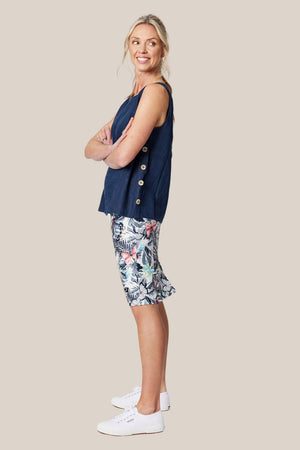 Gordon Smith Side Button Linen Singlet
