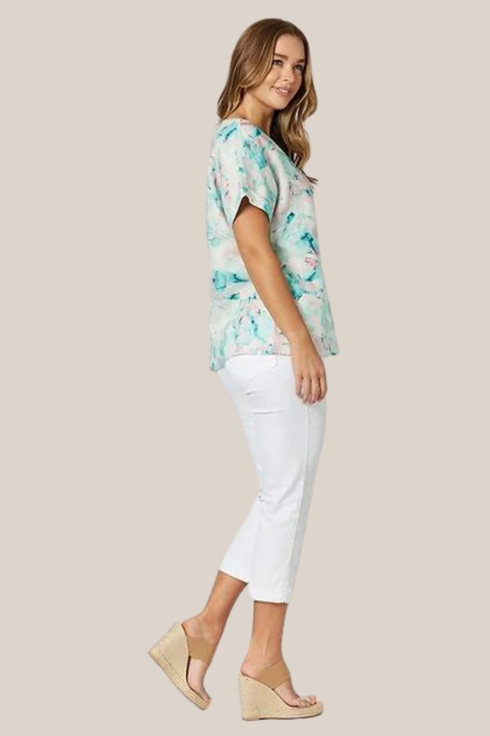 Gordon Smith V Neck Lagoon Print Top
