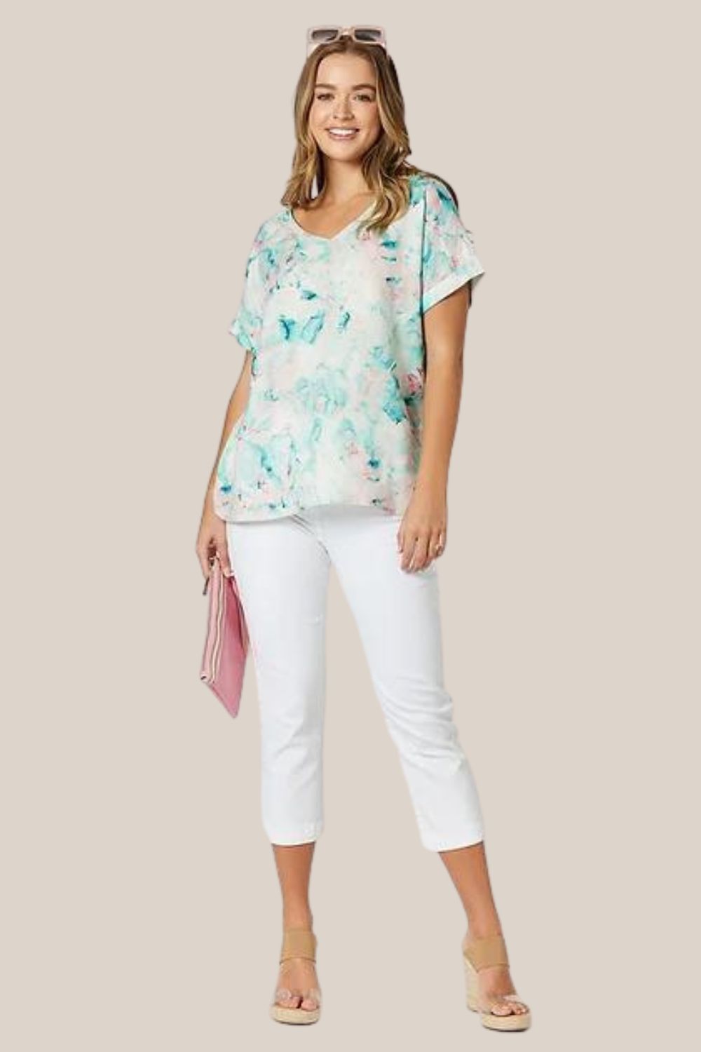 Gordon Smith V Neck Lagoon Print Top