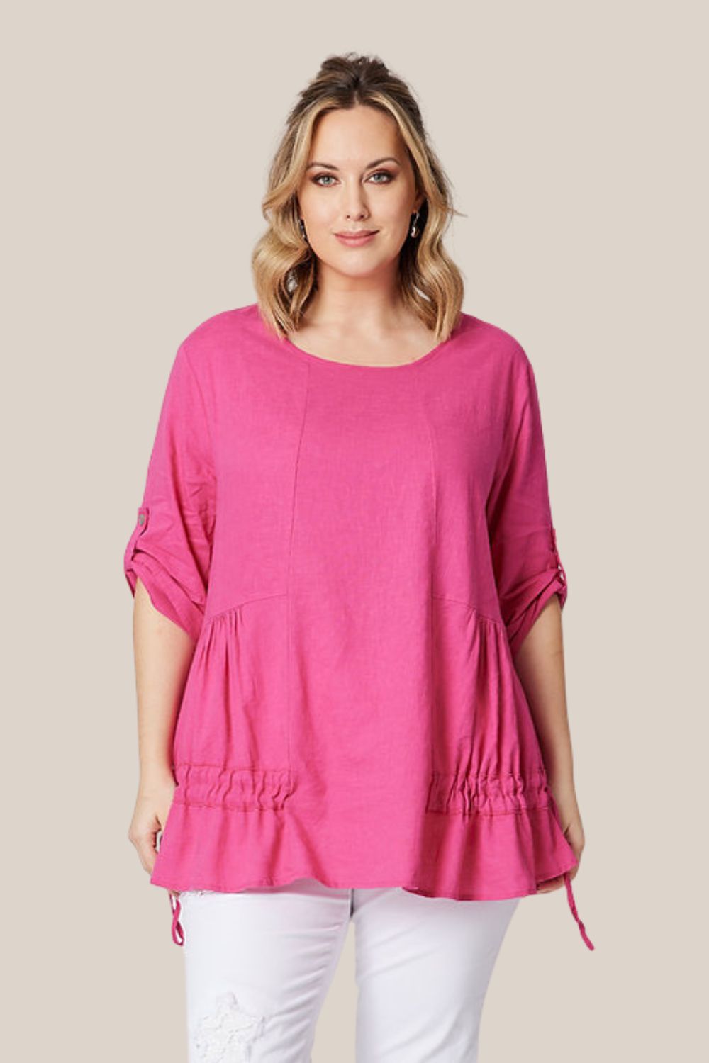 Clarity Drawstring Side Linen Blend Tunic