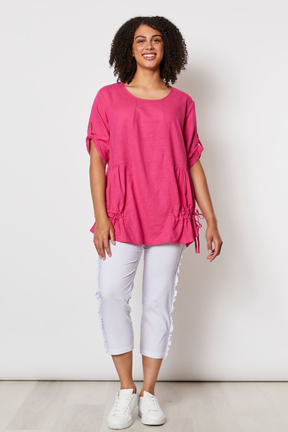 Clarity Drawstring Side Linen Blend Tunic