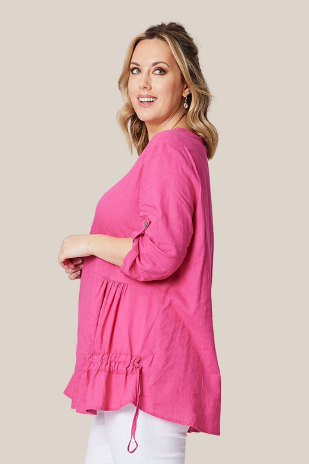 Clarity Drawstring Side Linen Blend Tunic