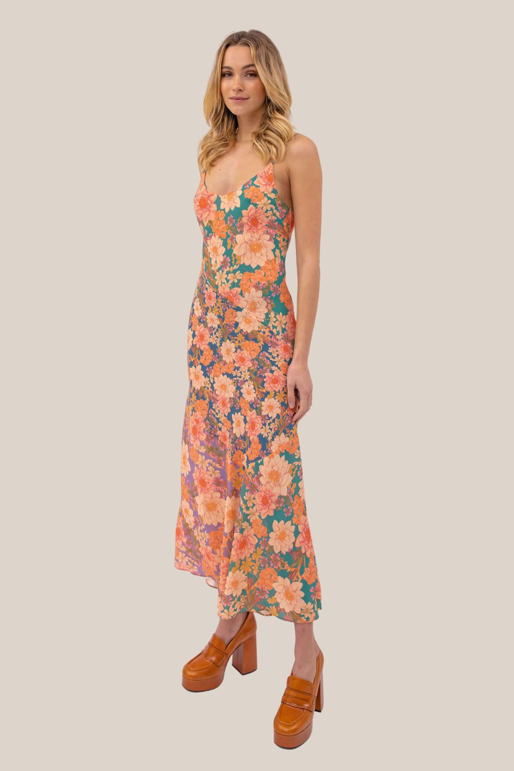 Kachel Christina Silk Blend Slip Dress