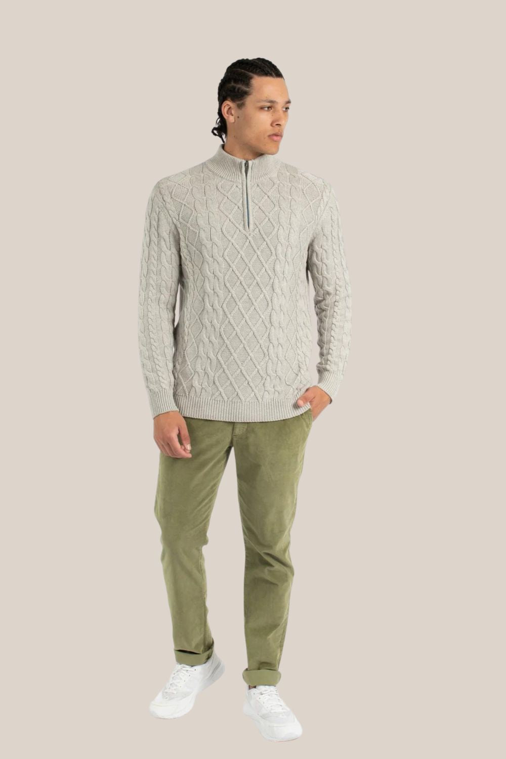 James Harper 1/4 Zip Cable Knitwear