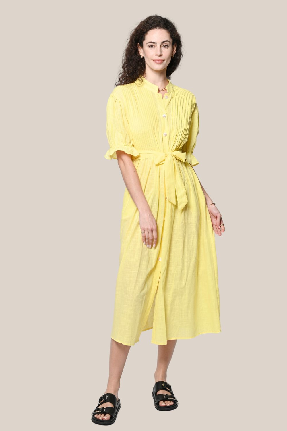 Kylisa Button Up Belted Midi Dress