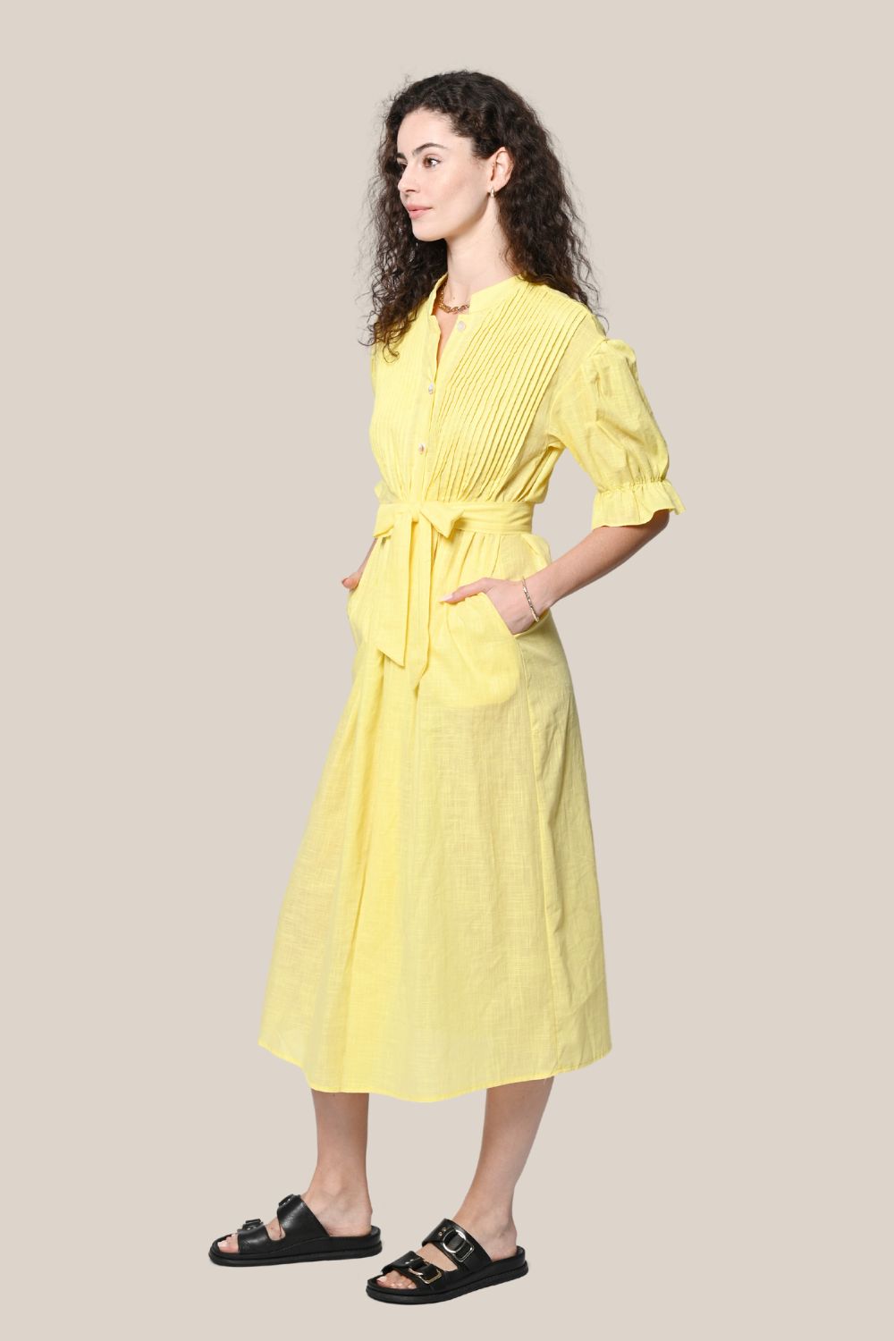 Kylisa Button Up Belted Midi Dress