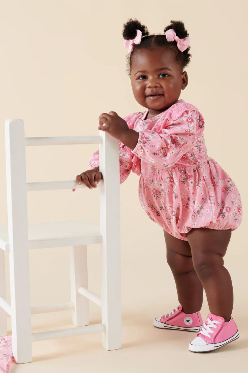 Designer Kidz Millie Floral Long Sleeve Lace Romper