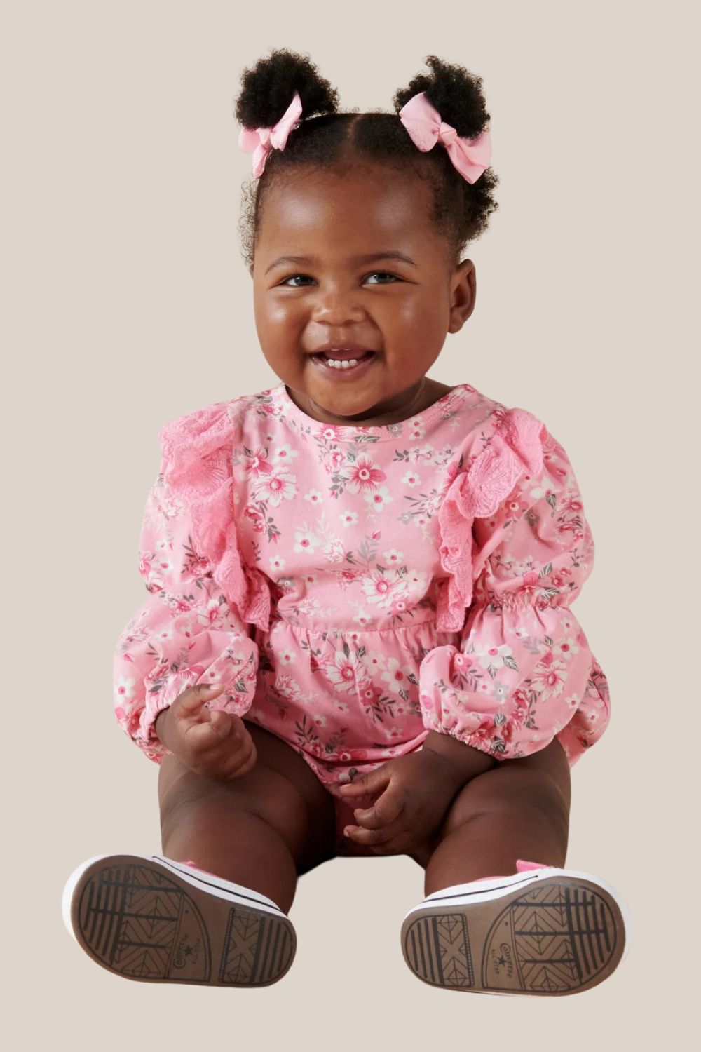 Designer Kidz Millie Floral Long Sleeve Lace Romper