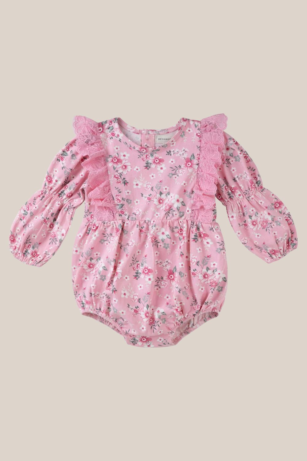 Designer Kidz Millie Floral Long Sleeve Lace Romper