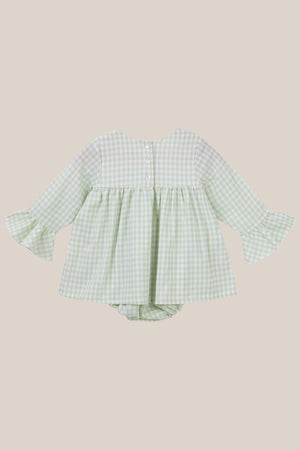 Designer Kidz Isla Gingham Long Sleeve Romper