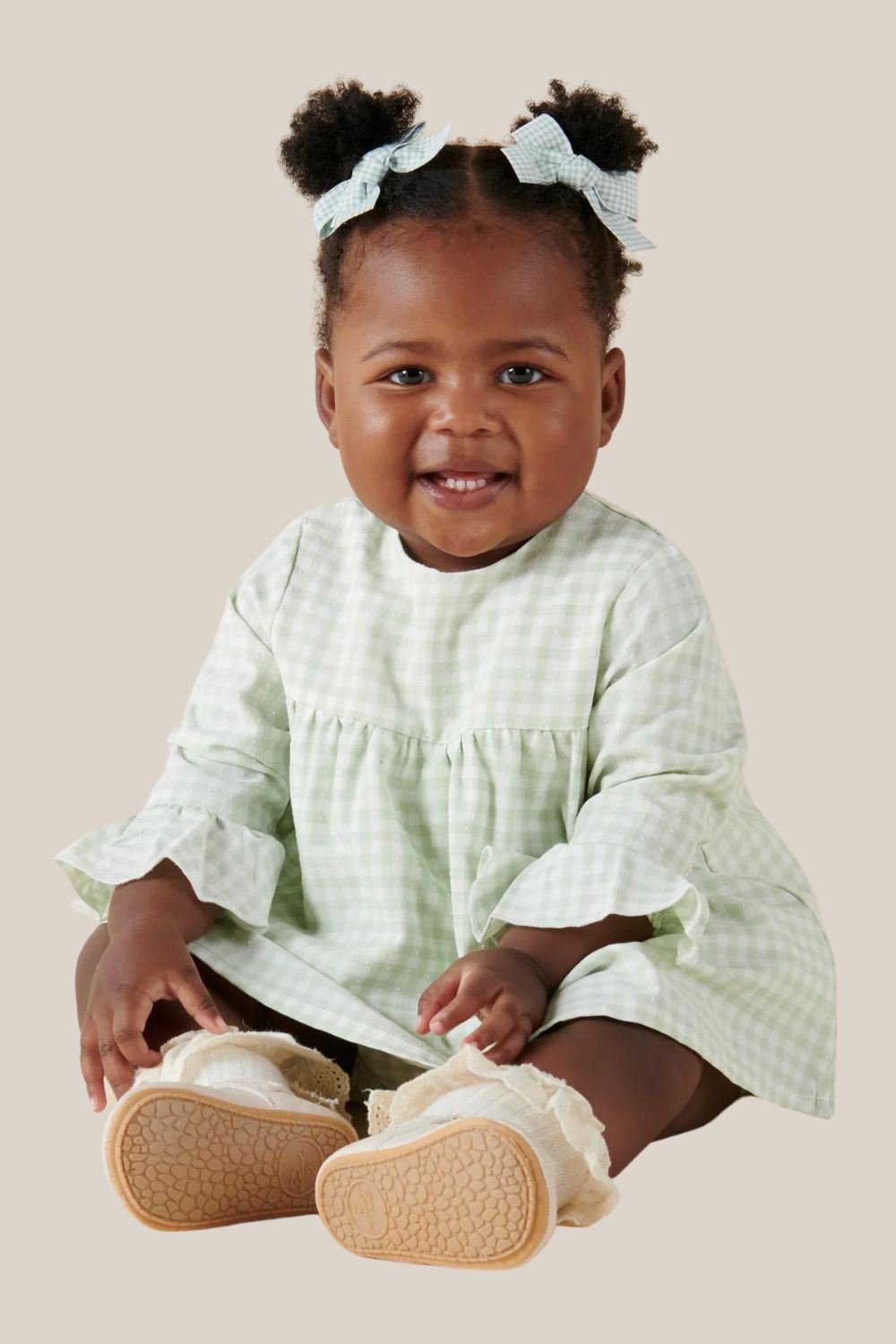 Designer Kidz Isla Gingham Long Sleeve Romper