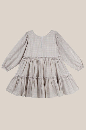 Designer Kidz Gigi Gingham Long Sleeve Frill Dress
