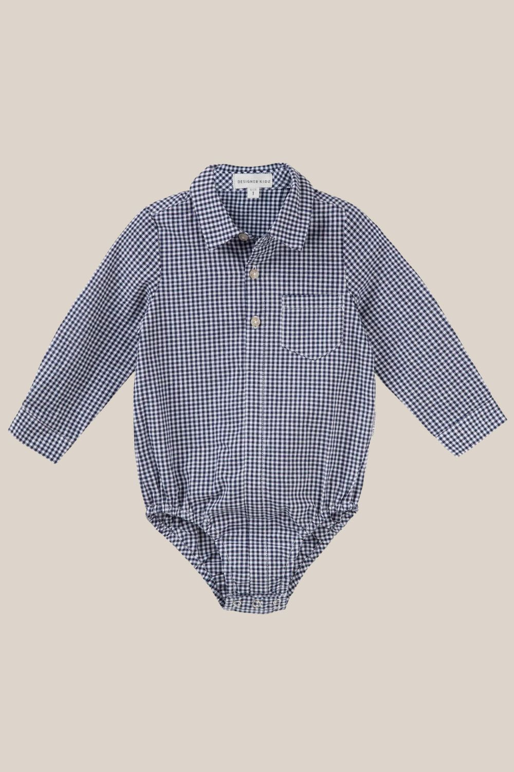 Designer Kidz Oliver Long Sleeve Gingham Romper