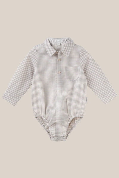 Designer Kidz Oliver Long Sleeve Gingham Romper